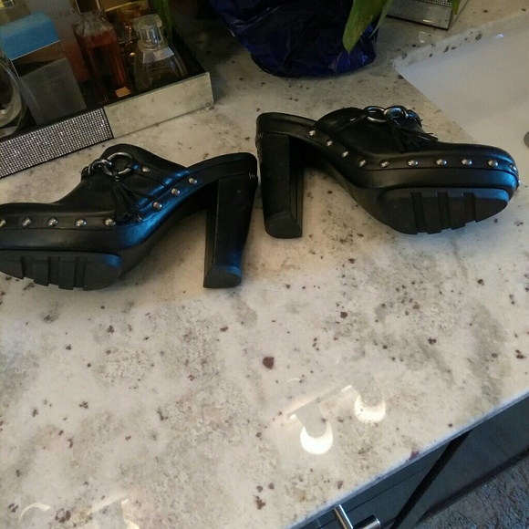 Authentic Coach Leather/ Gun Metal Stud Clogs - Picture 6 of 6